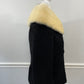Lilli Ann Blonde Mink Collar Nubby Black Wool Jacket sz XS/S