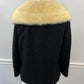 Lilli Ann Blonde Mink Collar Nubby Black Wool Jacket sz XS/S