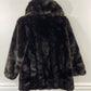 Vtg 80’s Faux Fur Dark Chocolate Brown Mink Coat Sz L/XL