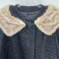 Vtg 60s Astrakin Black Persian Lamb Mink Fur Collar Coat Sz S/M Bell Sleeves