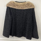 Vtg 60s Astrakin Black Persian Lamb Mink Fur Collar Coat Sz S/M Bell Sleeves