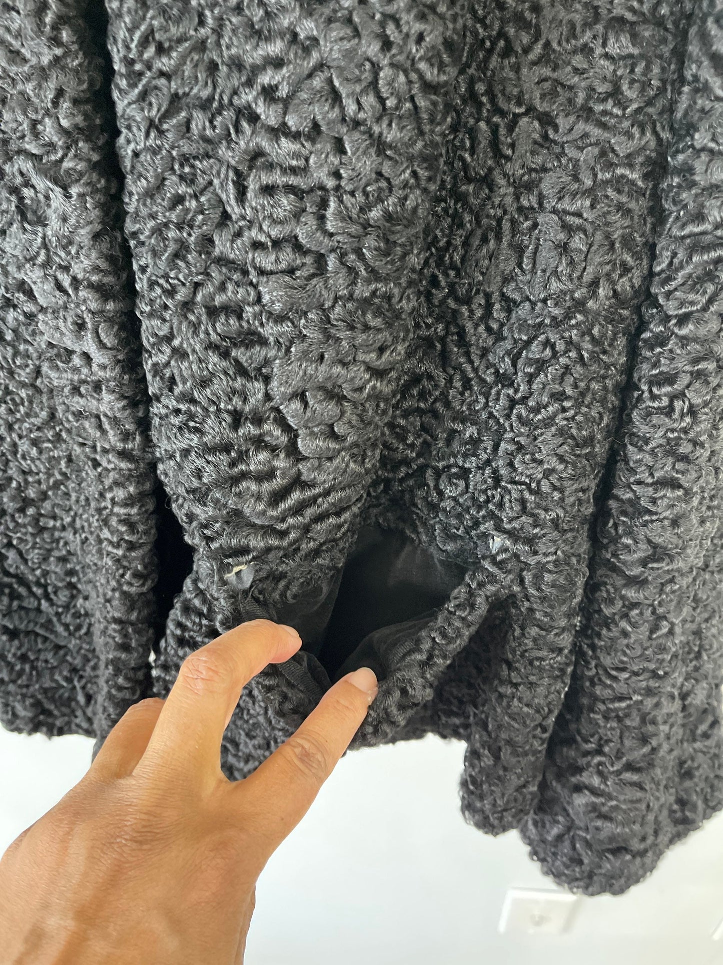 Wells Treister 60’s Black Bell Sleeve Persian Lamb Fur Jacket Sz L/XL