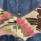 Vtg Quipos Wool Cotton Blend Denim Jacket with Southwestern Panel