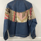 Vtg Quipos Wool Cotton Blend Denim Jacket with Southwestern Panel