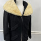 Lilli Ann Blonde Mink Collar Nubby Black Wool Jacket sz XS/S