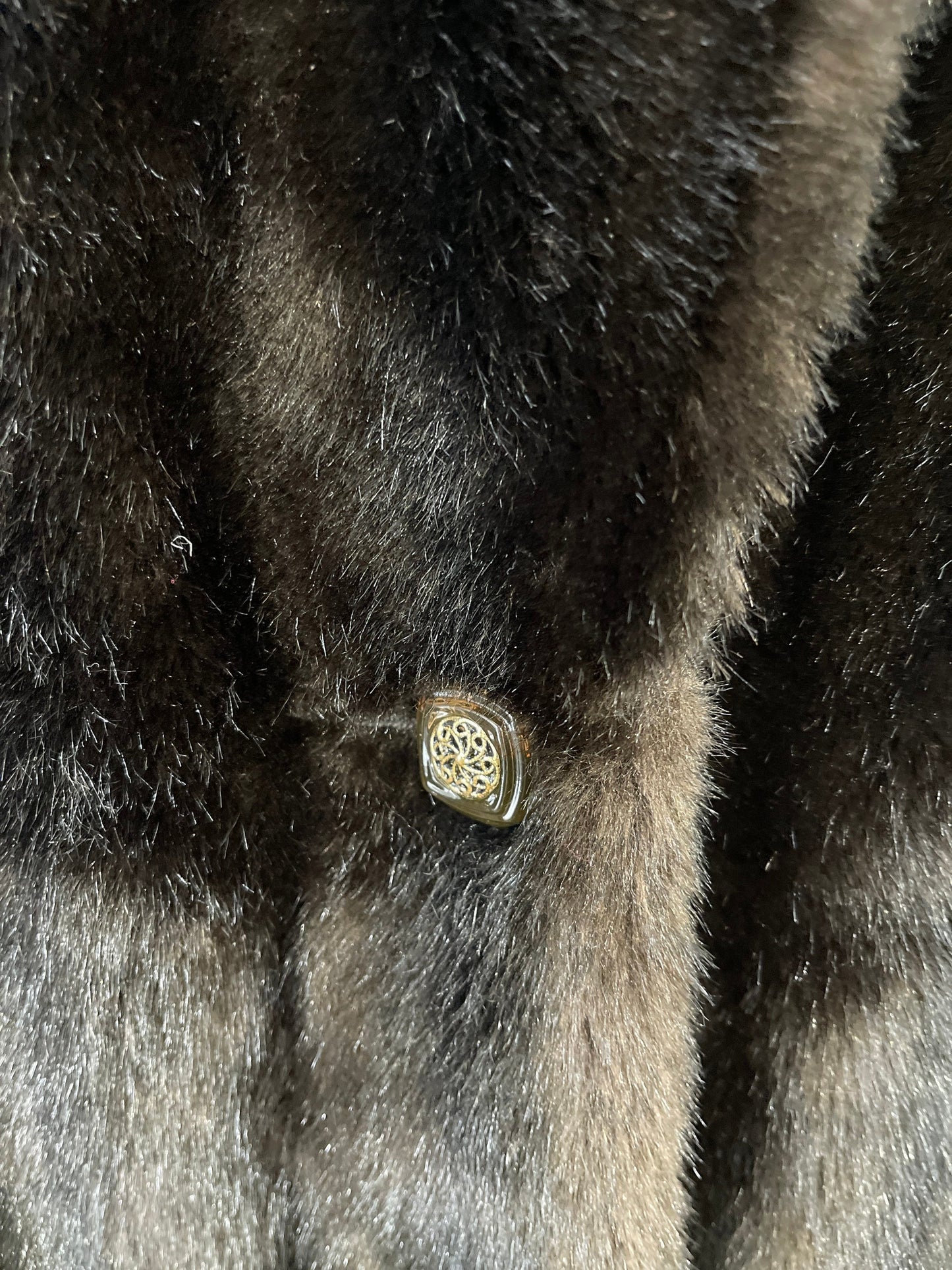 Vtg 80’s Faux Fur Dark Chocolate Brown Mink Coat Sz L/XL