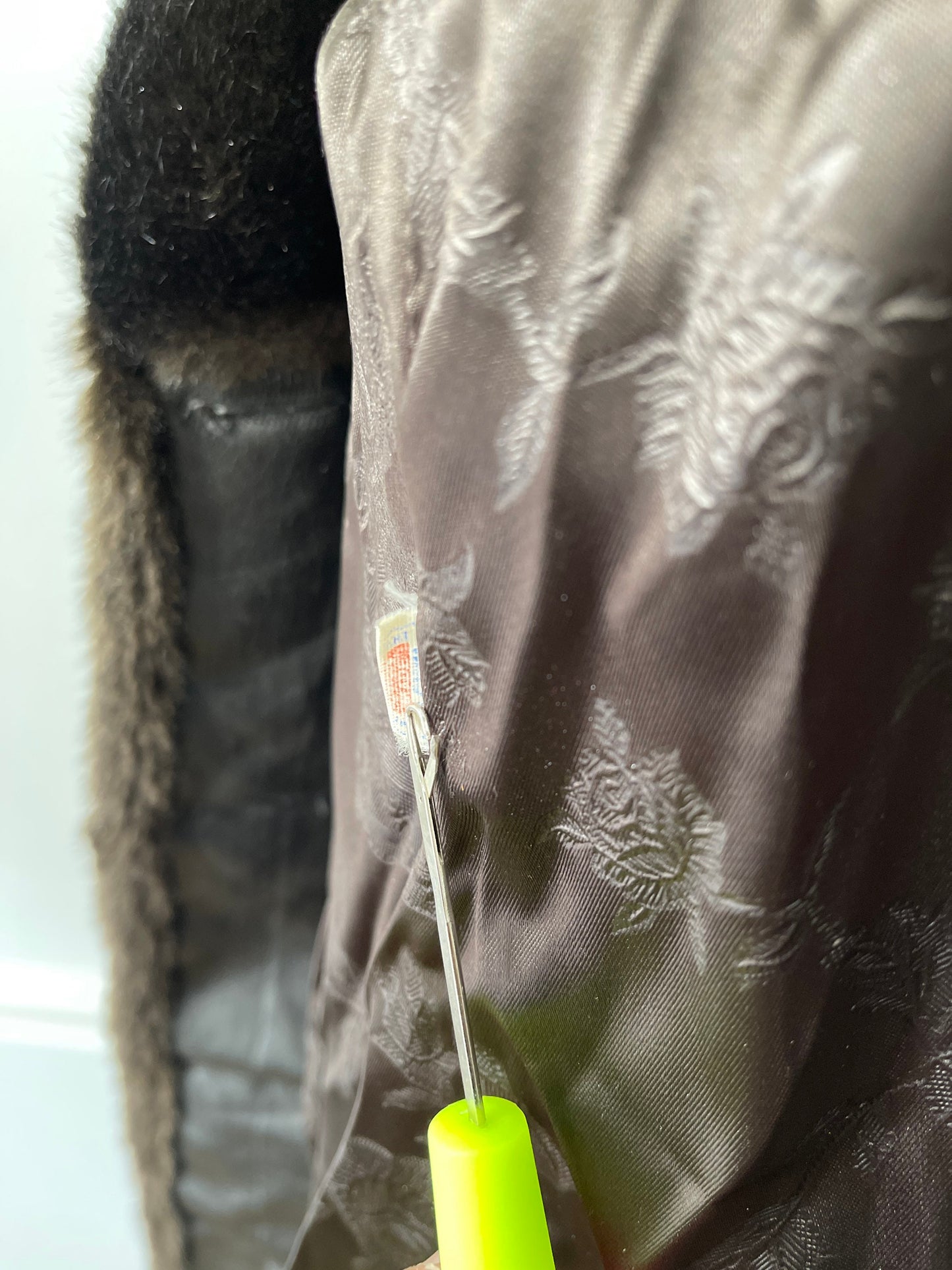 Vtg 80’s Faux Fur Dark Chocolate Brown Mink Coat Sz L/XL