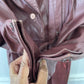Etienne Aigner Burgundy Oxblood Leather Car Coat Sz M