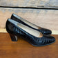 Salvatore Ferragamo Black Crocodile Print Pumps Sz 8AAA