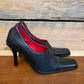 Vtg Gianni Versace Black Leather Square Toe Pumps sz 35 IT