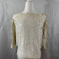 Vintage White Sequined & Beaded Dolman Sleeve Silk Size M
