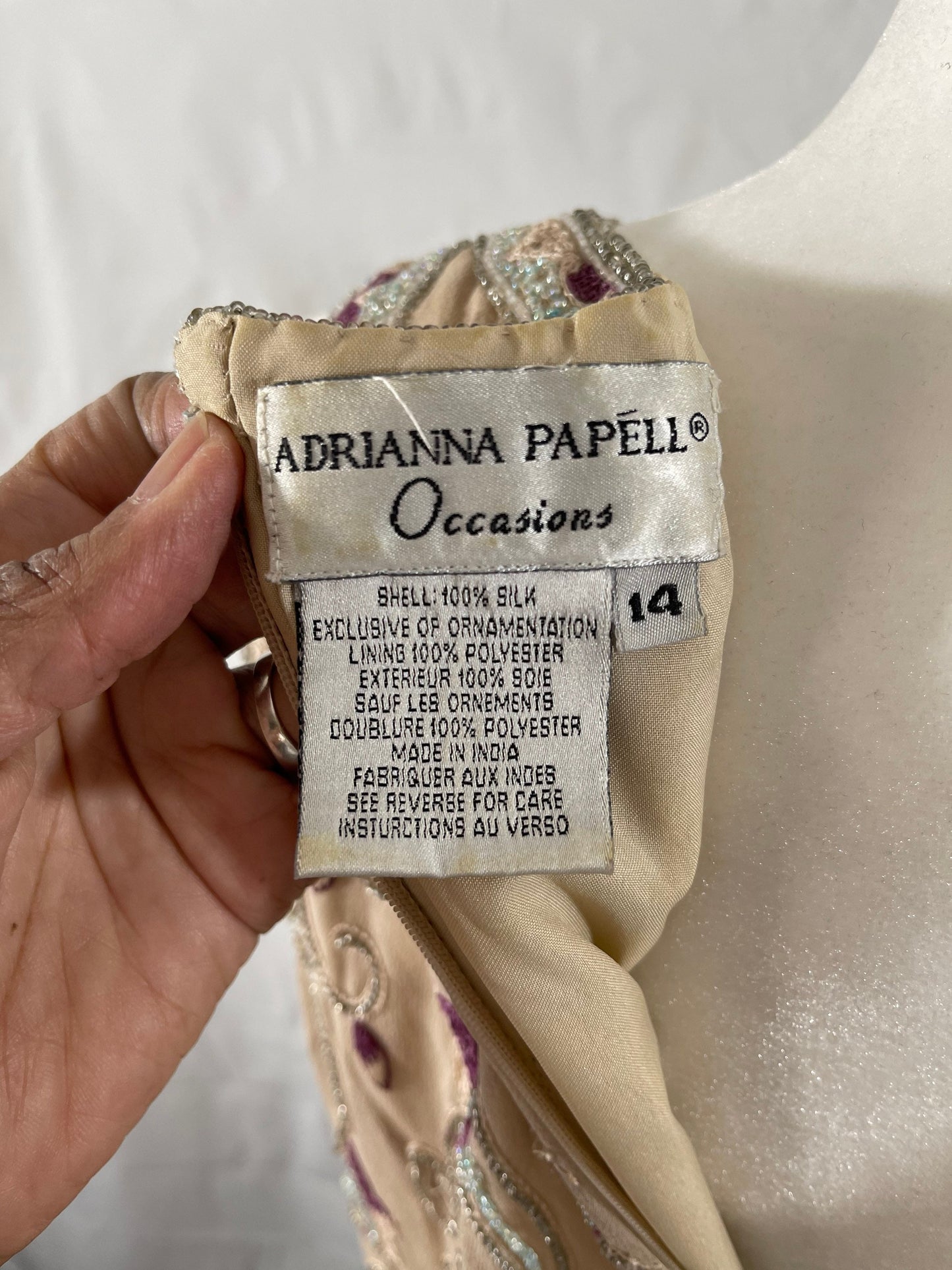 Vintage Adriana Papell Occasions Sleeveless Silk Beaded & Embroidered Size M