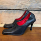 Vtg Gianni Versace Black Leather Square Toe Pumps sz 35 IT