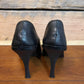 Vtg Gianni Versace Black Leather Square Toe Pumps sz 35 IT